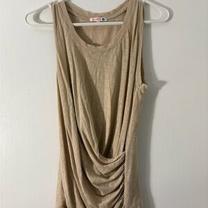 Sundry Draped Ruched Tank Top in Beige — Size 0